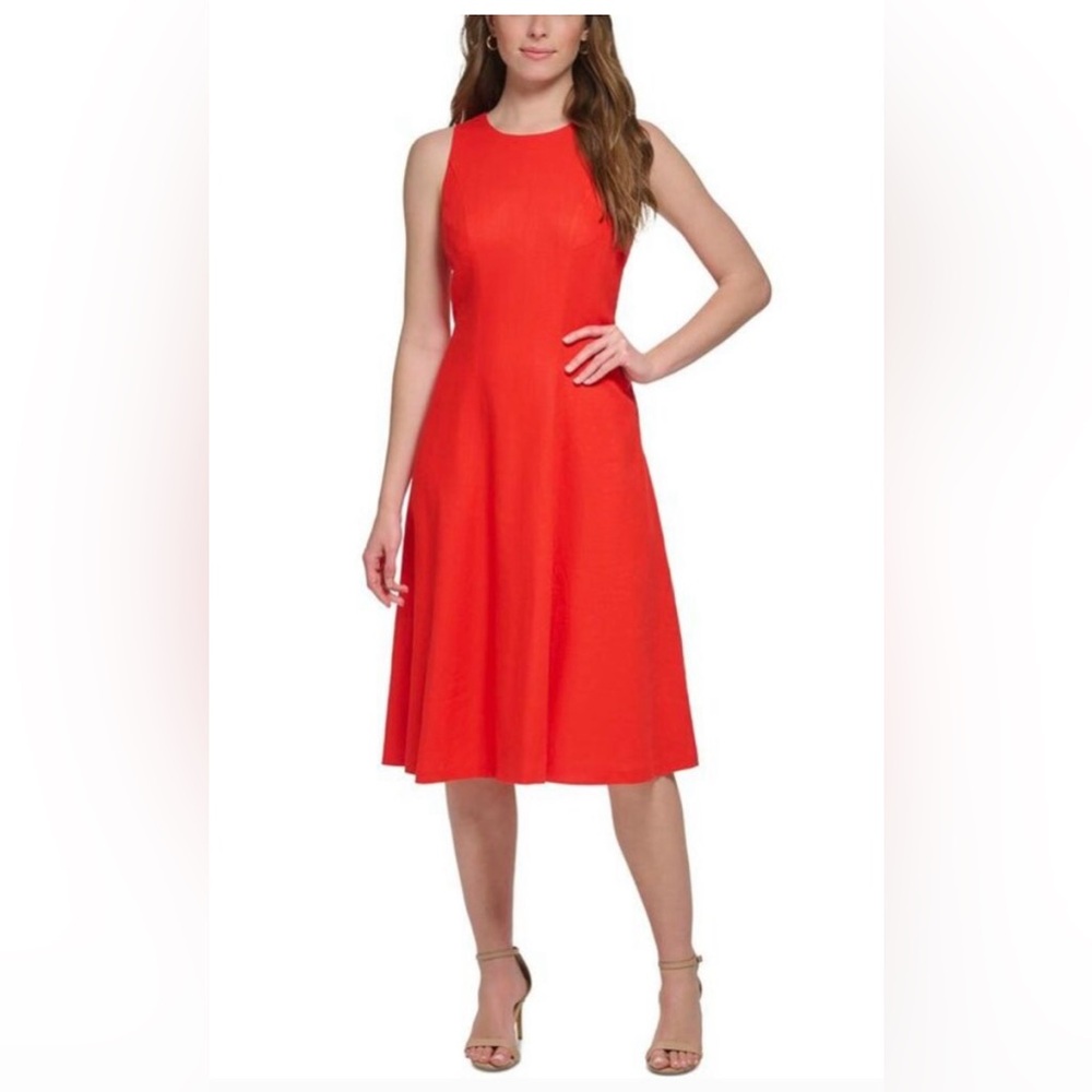 TOMMY Hilfiger Red Sleeveless Classic Flare Dress SZ 10